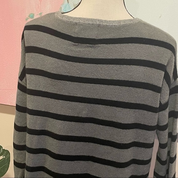 JUMPER 1234 STRIPE CASHMERE CREW SWEATER Green Gray Black - Size 1 - Picture 7 of 8